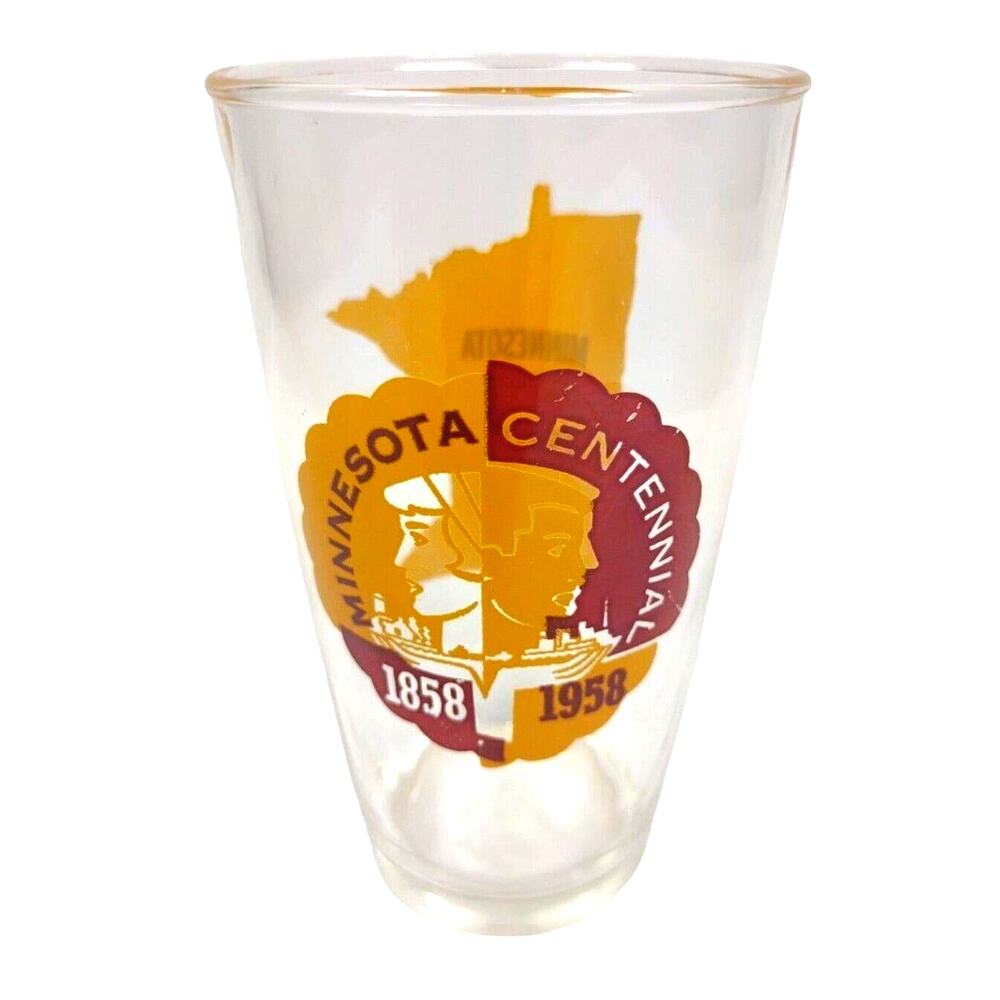 VTG Minnesota Centennial Celebration Drinking Glass 1858-1958 Collectible State